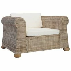 VidaXL Fauteuil avec coussins Rotin naturel