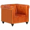 VidaXL Fauteuil Chesterfield Brun roux Cuir véritable -Fauteuils Soldes image 1 283754