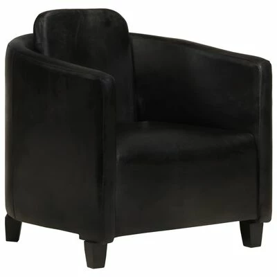 VidaXL Fauteuil Noir Cuir véritable 3 VidaXL Fauteuil Noir Cuir véritable