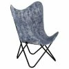 VidaXL Chaise papillon Bleu indigo Toile -Fauteuils Soldes image 1 283765