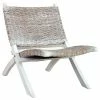 VidaXL Chaise de relaxation Blanc Rotin naturel kubu et bois d'acajou