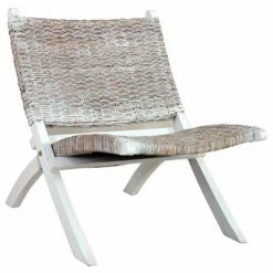 VidaXL Chaise de relaxation Blanc Rotin naturel kubu et bois d'acajou