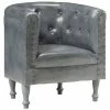 VidaXL Fauteuil Gris Cuir véritable