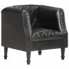 VidaXL Fauteuil Noir Cuir véritable de chèvre