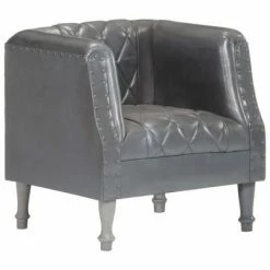 VidaXL Fauteuil Gris Cuir véritable de chèvre