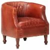 VidaXL Fauteuil tube Marron 62x58x65 cm Cuir véritable