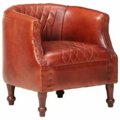 VidaXL Fauteuil tube Marron 62x58x65 cm Cuir véritable