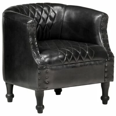 VidaXL Fauteuil tube Noir 62x58x65 cm Cuir véritable 3 VidaXL Fauteuil tube Noir 62x58x65 cm Cuir véritable