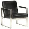 VidaXL Fauteuil tube Noir 60x73x77 cm Cuir véritable -Fauteuils Soldes image 1 286947
