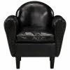 VidaXL Fauteuil tube Noir 77x65x79 cm Cuir véritable