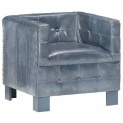 VidaXL Fauteuil Gris Cuir véritable