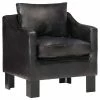 VidaXL Fauteuil Noir Cuir véritable
