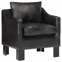 VidaXL Fauteuil Noir Cuir véritable