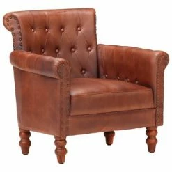 VidaXL Fauteuil Marron Cuir de chèvre véritable