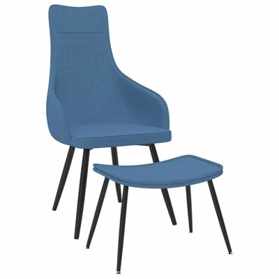 VidaXL Chaise de canapé avec repose-pied Bleu Tissu 3 VidaXL Chaise de canapé avec repose-pied Bleu Tissu