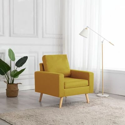 VidaXL Fauteuil Jaune Tissu 4 VidaXL Fauteuil Jaune Tissu – Image 2