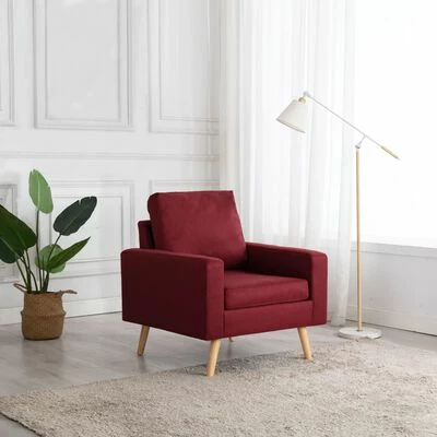 VidaXL Fauteuil Rouge bordeaux Tissu 4 VidaXL Fauteuil Rouge bordeaux Tissu – Image 2