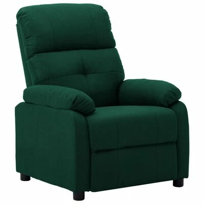 VidaXL Fauteuil inclinable Vert foncé Tissu 3 VidaXL Fauteuil inclinable Vert foncé Tissu