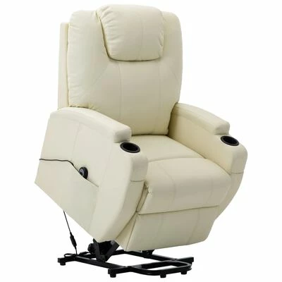 VidaXL Fauteuil inclinable Blanc crème Similicuir 3 VidaXL Fauteuil inclinable Blanc crème Similicuir