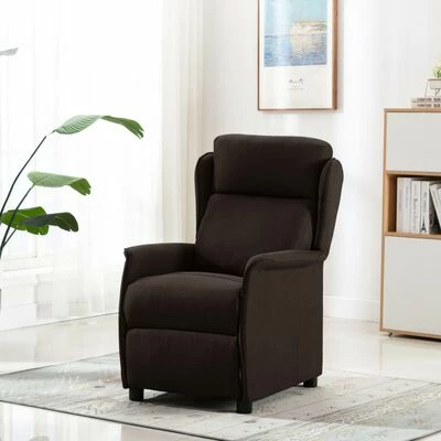 VidaXL Fauteuil inclinable Marron foncé Tissu 4 VidaXL Fauteuil inclinable Marron foncé Tissu – Image 2