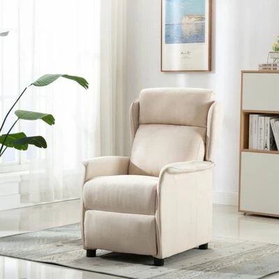 VidaXL Fauteuil inclinable Crème Tissu 4 VidaXL Fauteuil inclinable Crème Tissu – Image 2