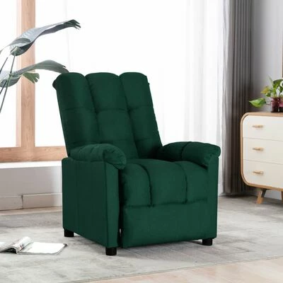 VidaXL Fauteuil inclinable Vert foncé Tissu 4 VidaXL Fauteuil inclinable Vert foncé Tissu – Image 2