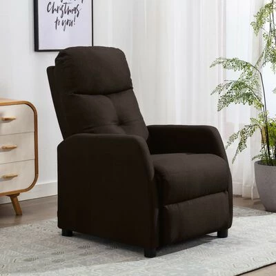 VidaXL Fauteuil inclinable Marron foncé Tissu 4 VidaXL Fauteuil inclinable Marron foncé Tissu – Image 2