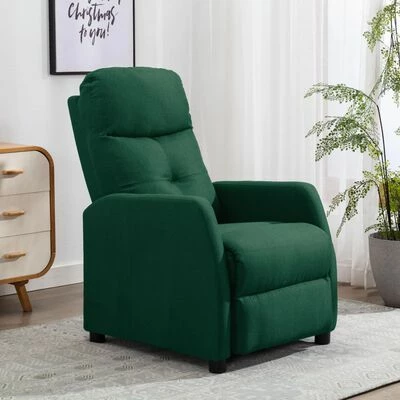 VidaXL Fauteuil inclinable Vert foncé Tissu 4 VidaXL Fauteuil inclinable Vert foncé Tissu – Image 2