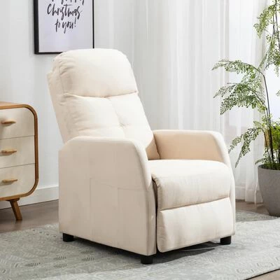 VidaXL Fauteuil inclinable Crème Tissu 4 VidaXL Fauteuil inclinable Crème Tissu – Image 2