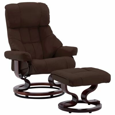 VidaXL Fauteuil inclinable repose-pied Marron Similicuir bois courbé 3 VidaXL Fauteuil inclinable repose-pied Marron Similicuir bois courbé