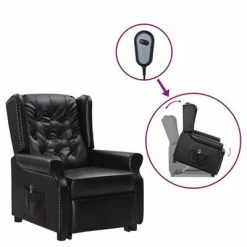 VidaXL Fauteuil releveur inclinable Noir Similicuir brillant