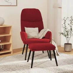 VidaXL Chaise de relaxation avec tabouret Rouge bordeaux Velours -Fauteuils Soldes image 1 3097358