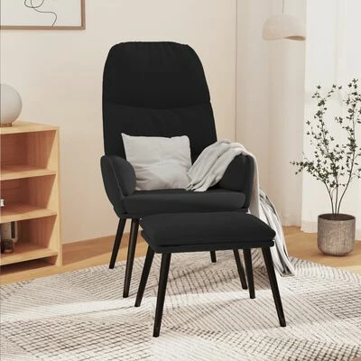 VidaXL Chaise de relaxation avec tabouret Noir Velours 4 VidaXL Chaise de relaxation avec tabouret Noir Velours â Image 2
