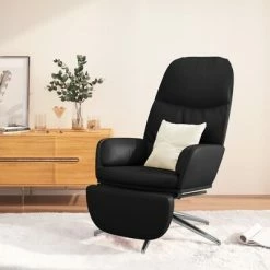 VidaXL Chaise de relaxation avec tabouret Noir brillant Similicuir -Fauteuils Soldes image 1 3097373