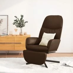 VidaXL Chaise de relaxation avec tabouret Marron Similicuir -Fauteuils Soldes image 1 3097417