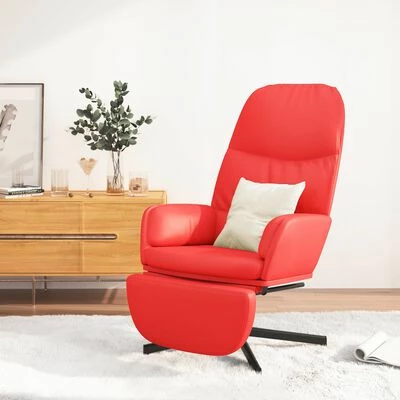 VidaXL Chaise de relaxation avec tabouret Rouge Similicuir 4 VidaXL Chaise de relaxation avec tabouret Rouge Similicuir – Image 2