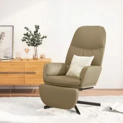 VidaXL Chaise de relaxation avec tabouret Cappuccino Similicuir -Fauteuils Soldes image 1 3097421
