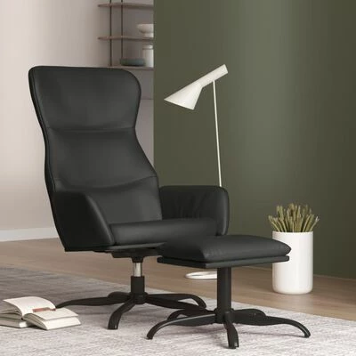 VidaXL Chaise de relaxation avec tabouret Noir Similicuir 4 VidaXL Chaise de relaxation avec tabouret Noir Similicuir – Image 2