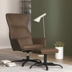 VidaXL Chaise de relaxation avec tabouret Marron Similicuir -Fauteuils Soldes image 1 3097446