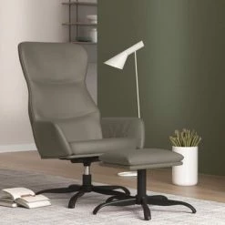 VidaXL Chaise de relaxation avec tabouret Gris Similicuir -Fauteuils Soldes image 1 3097447
