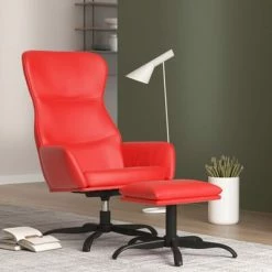 VidaXL Chaise de relaxation avec tabouret Rouge Similicuir 9 VidaXL Chaise de relaxation avec tabouret Rouge Similicuir -Fauteuils Soldes image 1 3097449