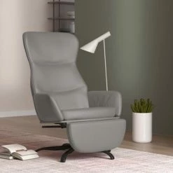 VidaXL Chaise de relaxation avec repose-pied Gris Similicuir -Fauteuils Soldes image 1 3097454