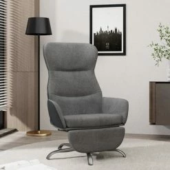 VidaXL Chaise de relaxation avec repose-pied Gris foncé Tissu -Fauteuils Soldes image 1 3097466