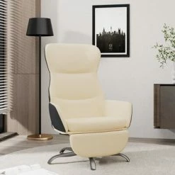VidaXL Chaise de relaxation avec repose-pied Crème Tissu 9 VidaXL Chaise de relaxation avec repose-pied Crème Tissu -Fauteuils Soldes image 1 3097467