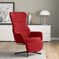 VidaXL Chaise de relaxation avec repose-pieds Rouge bordeaux Velours -Fauteuils Soldes image 1 3097500