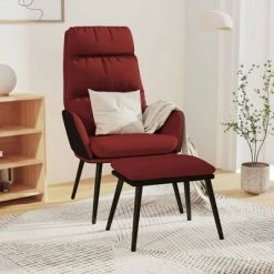 VidaXL Chaise de relaxation avec tabouret Bordeaux Tissu et similicuir -Fauteuils Soldes image 1 3097512