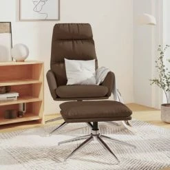 VidaXL Chaise de relaxation avec tabouret Marron Tissu -Fauteuils Soldes image 1 3097516