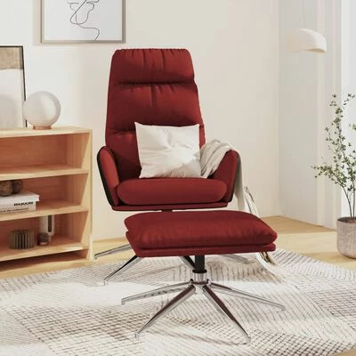 VidaXL Chaise de relaxation avec tabouret Rouge bordeaux Tissu 4 VidaXL Chaise de relaxation avec tabouret Rouge bordeaux Tissu – Image 2
