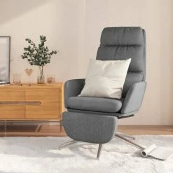 VidaXL Chaise de relaxation avec repose-pied Gris clair Tissu -Fauteuils Soldes image 1 3097524