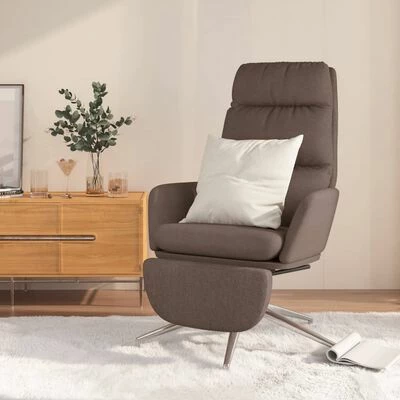 VidaXL Chaise de relaxation avec repose-pied Taupe Tissu 4 VidaXL Chaise de relaxation avec repose-pied Taupe Tissu – Image 2